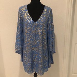 NWOT Lilly Pulitzer blue and gold tunic